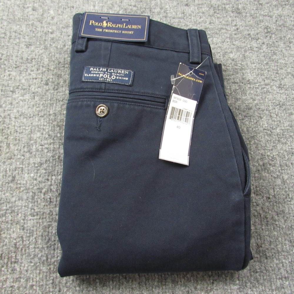 Polo Ralph Lauren Shorts Mens 40x9.5 Blue Flat Front Prospect Chino Quiet Luxury